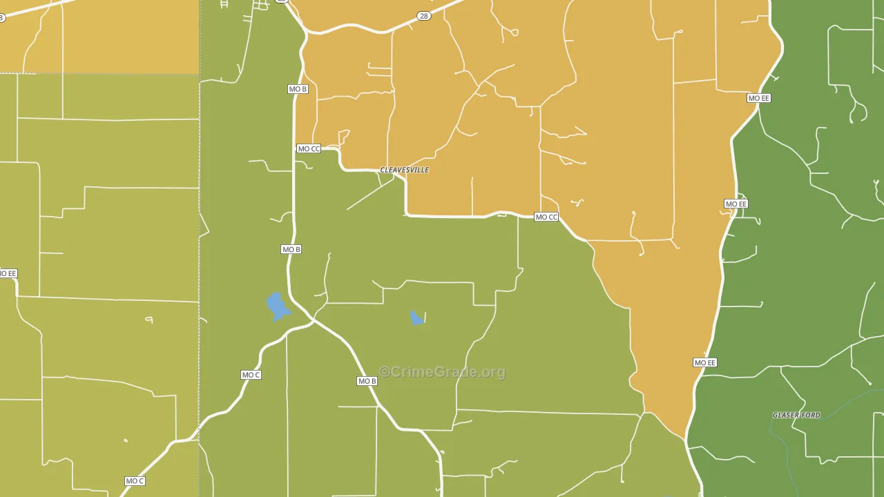 Cleavesville, MO Map of Vandalism Rates