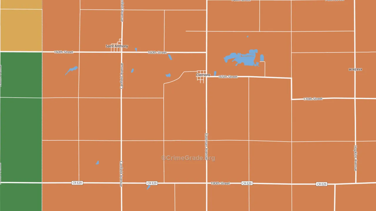 Clemons, IA Map of Vandalism Rates