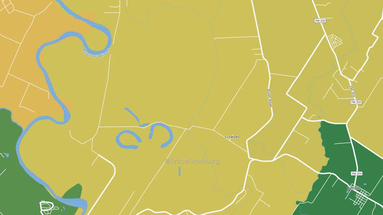 Clemons, TX Map of Vandalism Rates