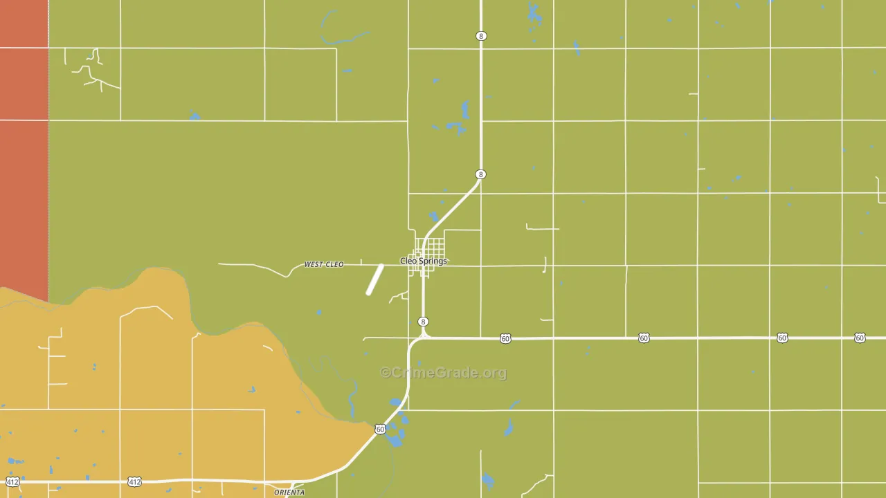 Cleo Springs, OK Map of Vandalism Rates