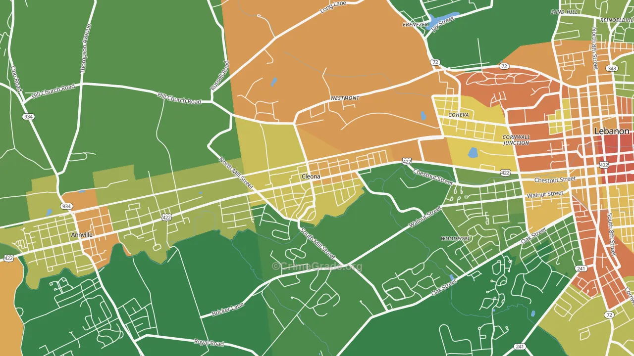 Cleona, PA Map of Vandalism Rates