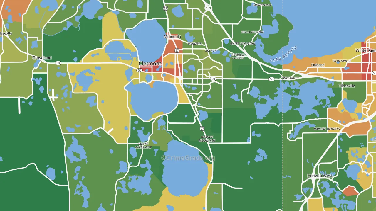 Clermont, FL Map of Vandalism Rates