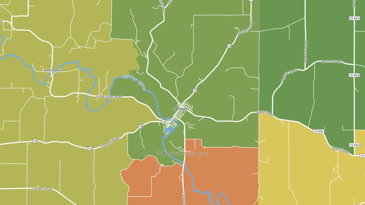 Clermont, IA Map of Vandalism Rates