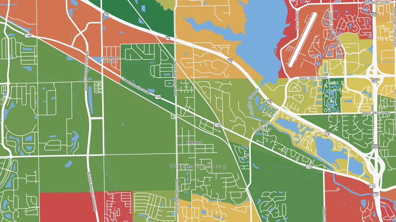 Clermont, IN Map of Vandalism Rates
