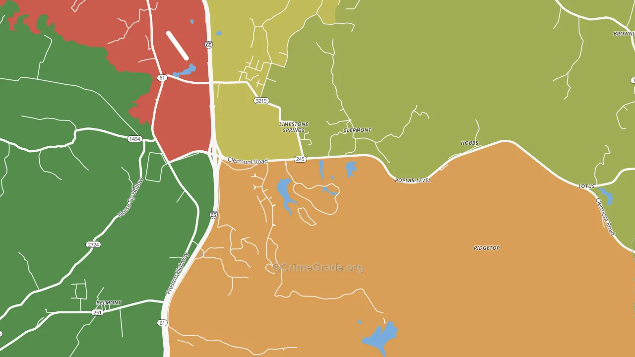 Clermont, KY Map of Vandalism Rates