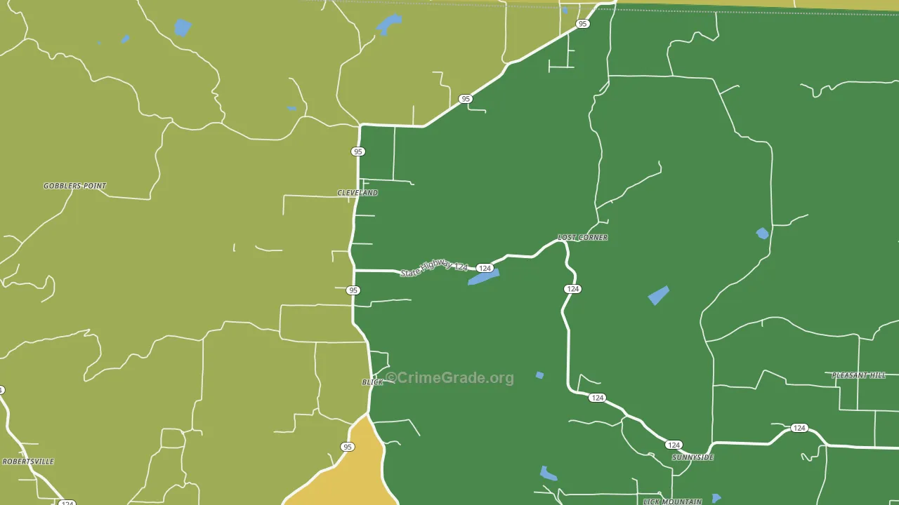Cleveland, AR Map of Vandalism Rates