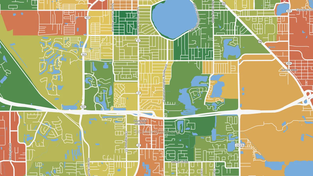 Cleveland Heights, Lakeland, FL Map of Vandalism Rates
