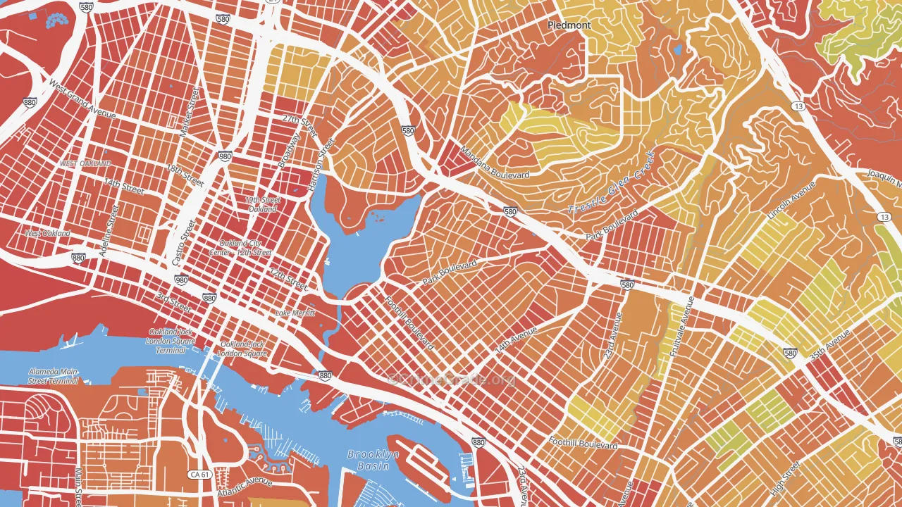 Cleveland Heights, Oakland, CA Map of Vandalism Rates