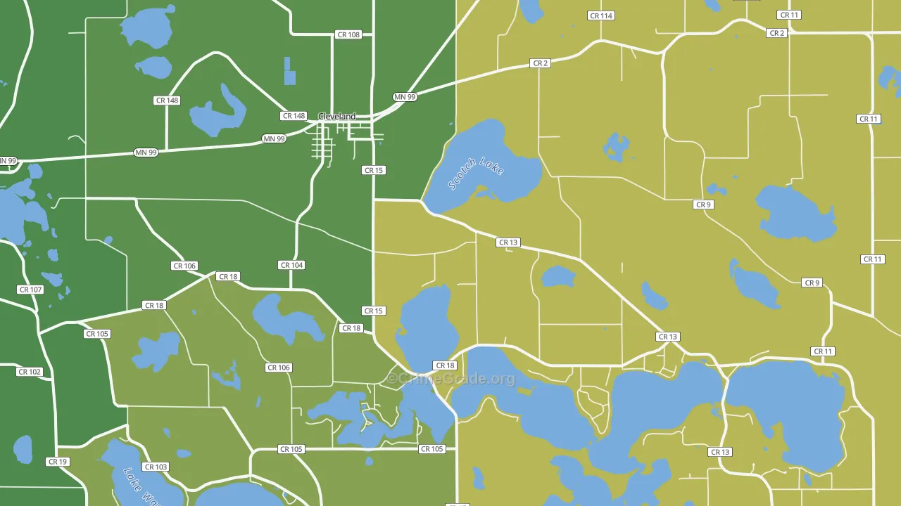 Cleveland, MN Map of Vandalism Rates
