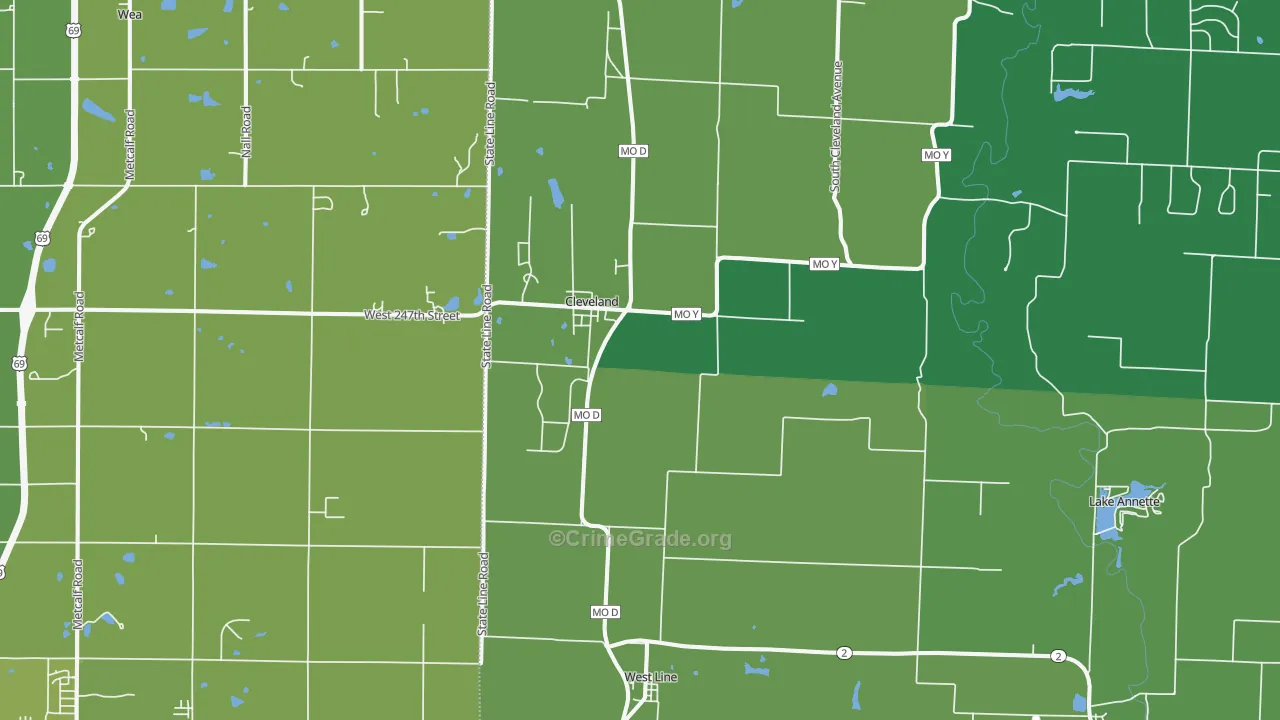 Cleveland, MO Map of Vandalism Rates