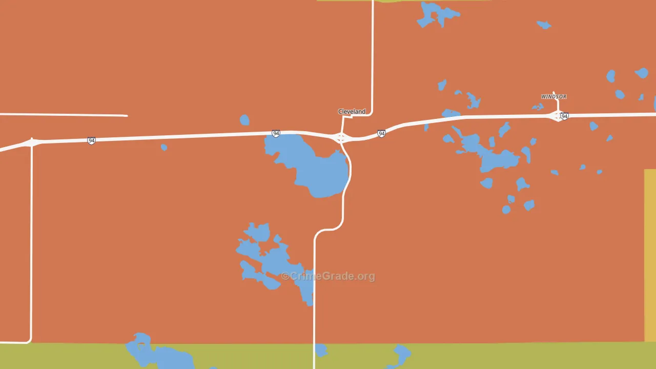Cleveland, ND Map of Vandalism Rates