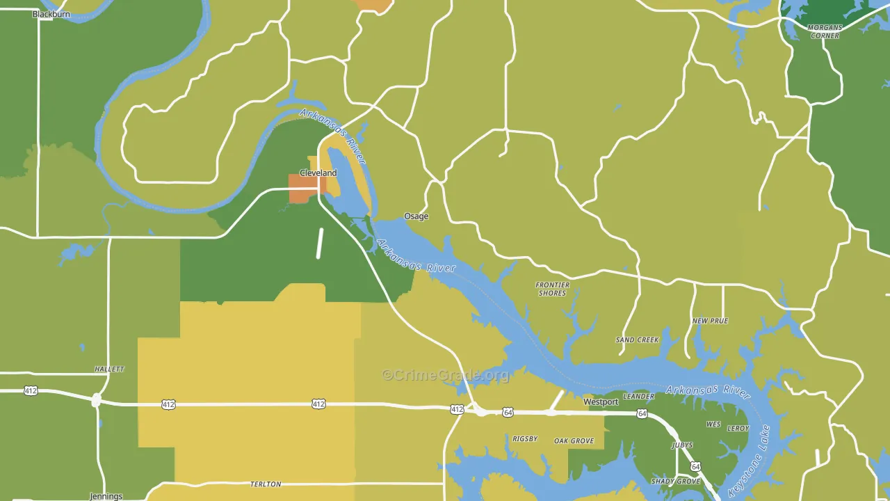 Cleveland, OK Map of Vandalism Rates