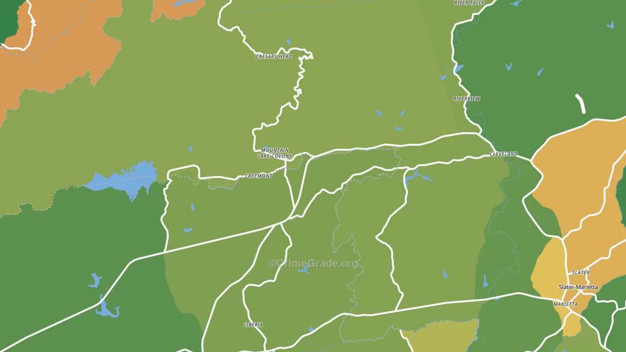 Cleveland, SC Map of Vandalism Rates