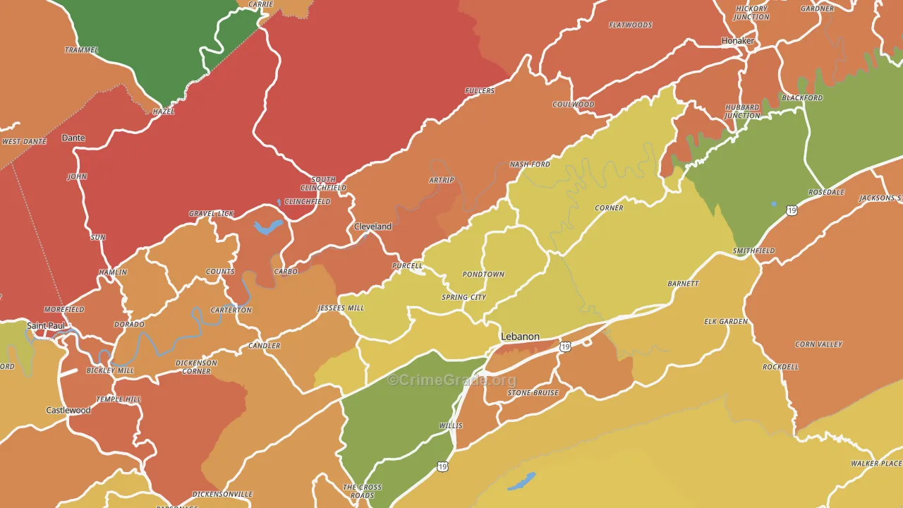 Cleveland, VA Map of Vandalism Rates