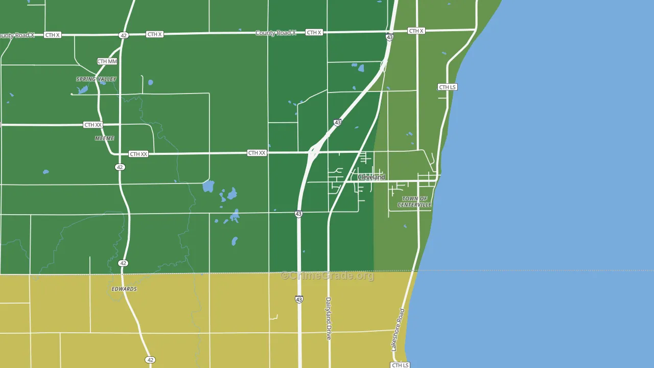 Cleveland, WI Map of Vandalism Rates