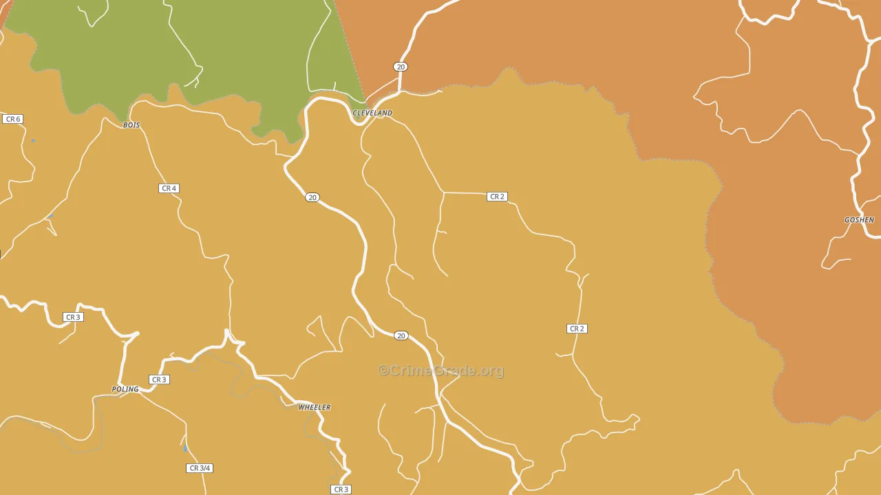 Cleveland, WV Map of Vandalism Rates