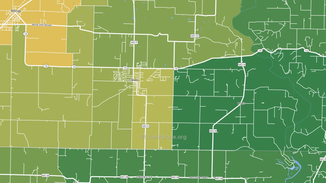 Clever, MO Map of Vandalism Rates
