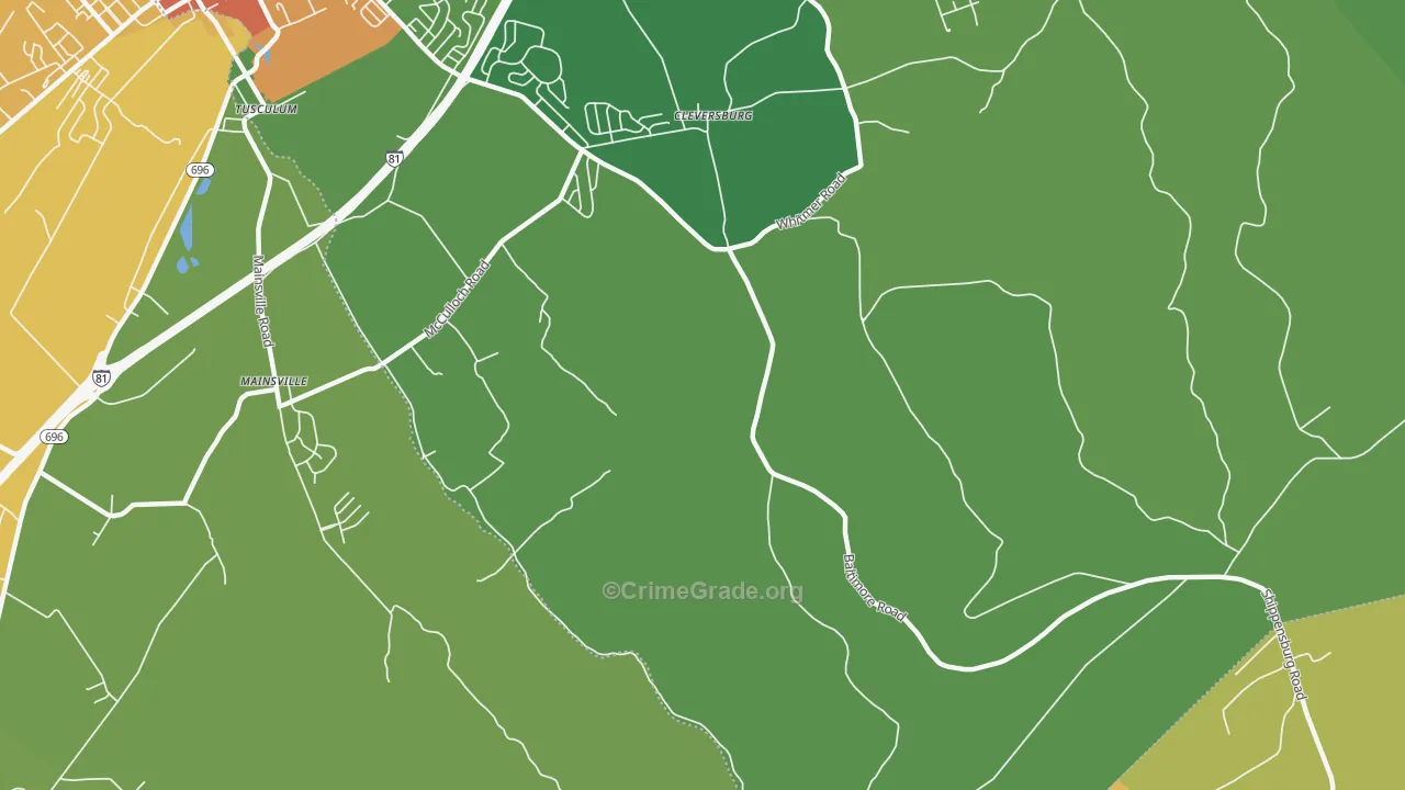 Cleversburg, PA Map of Vandalism Rates