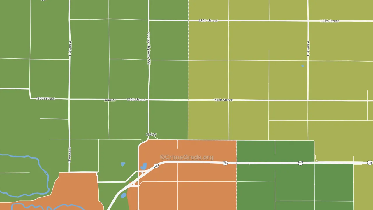 Cleves, IA Map of Vandalism Rates