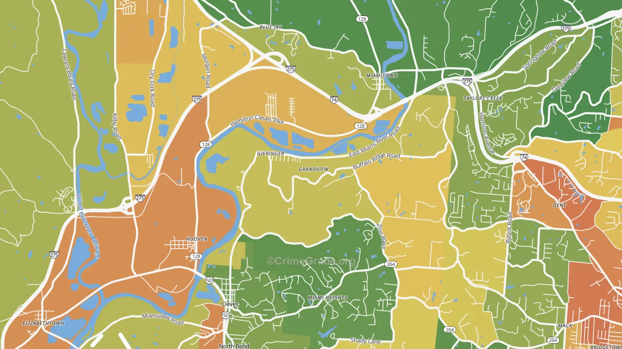 Cleves, OH Map of Vandalism Rates