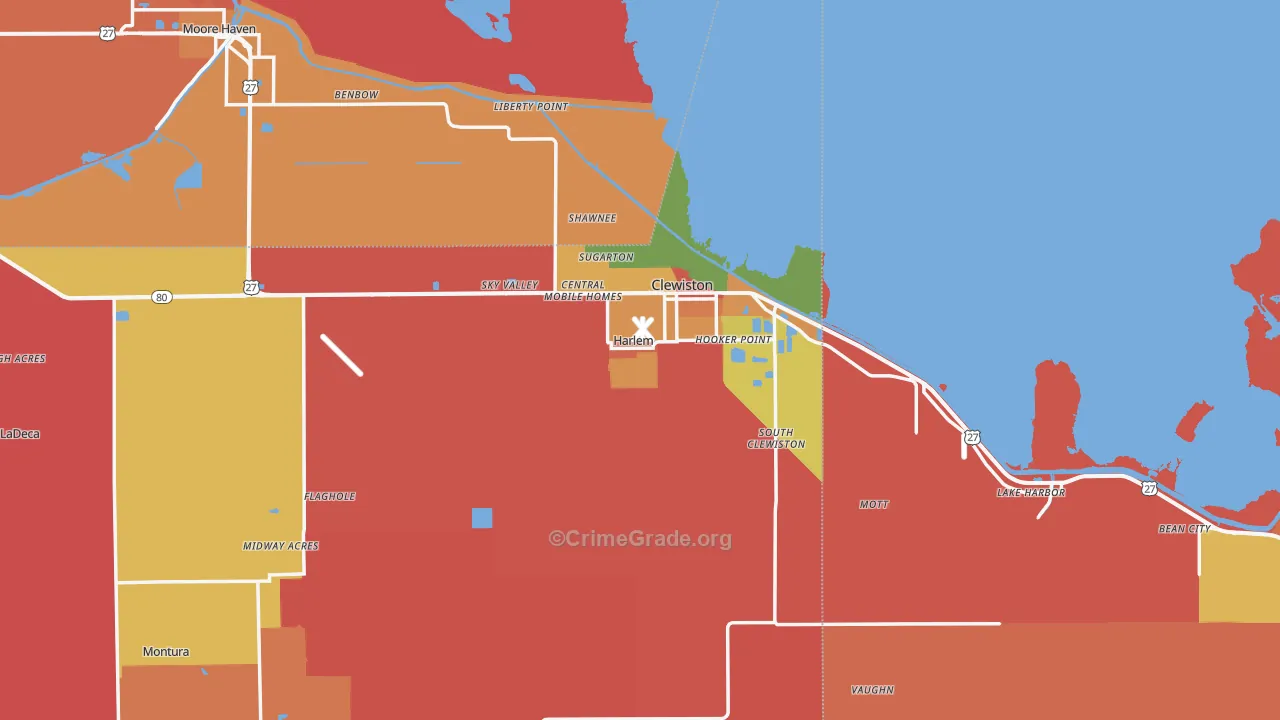 Clewiston, FL Map of Vandalism Rates