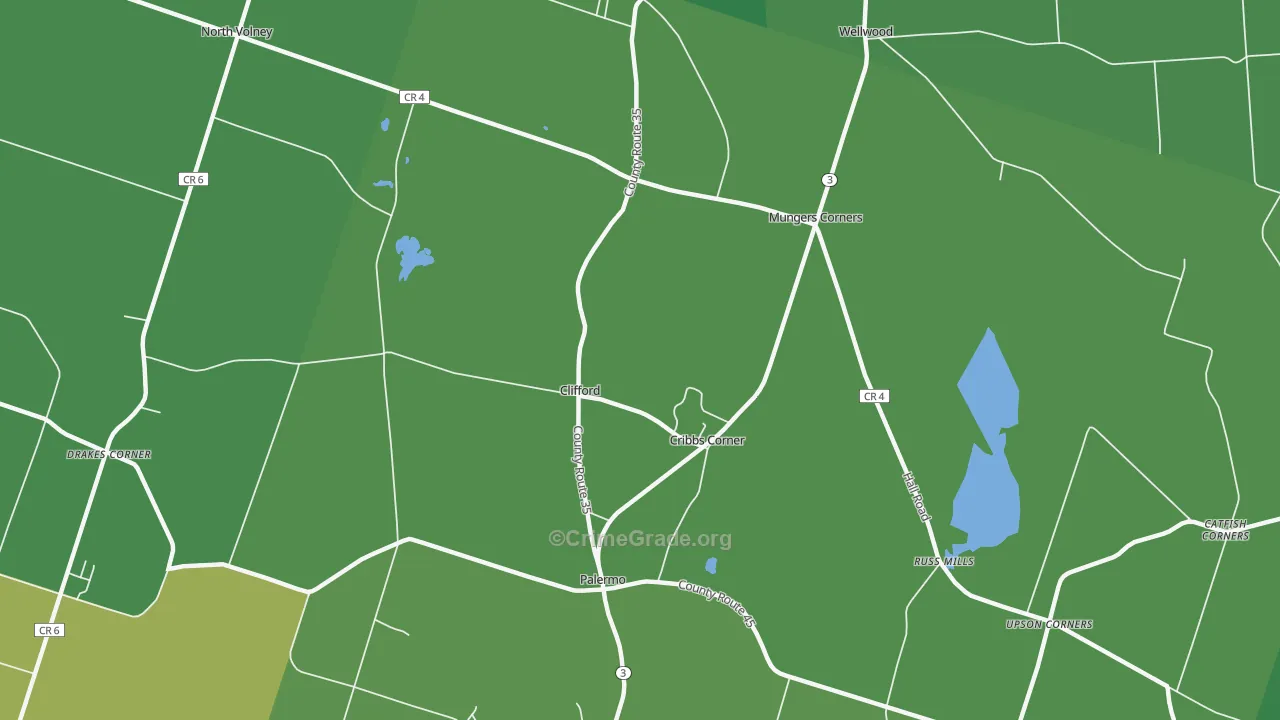 Clifford, NY Map of Vandalism Rates