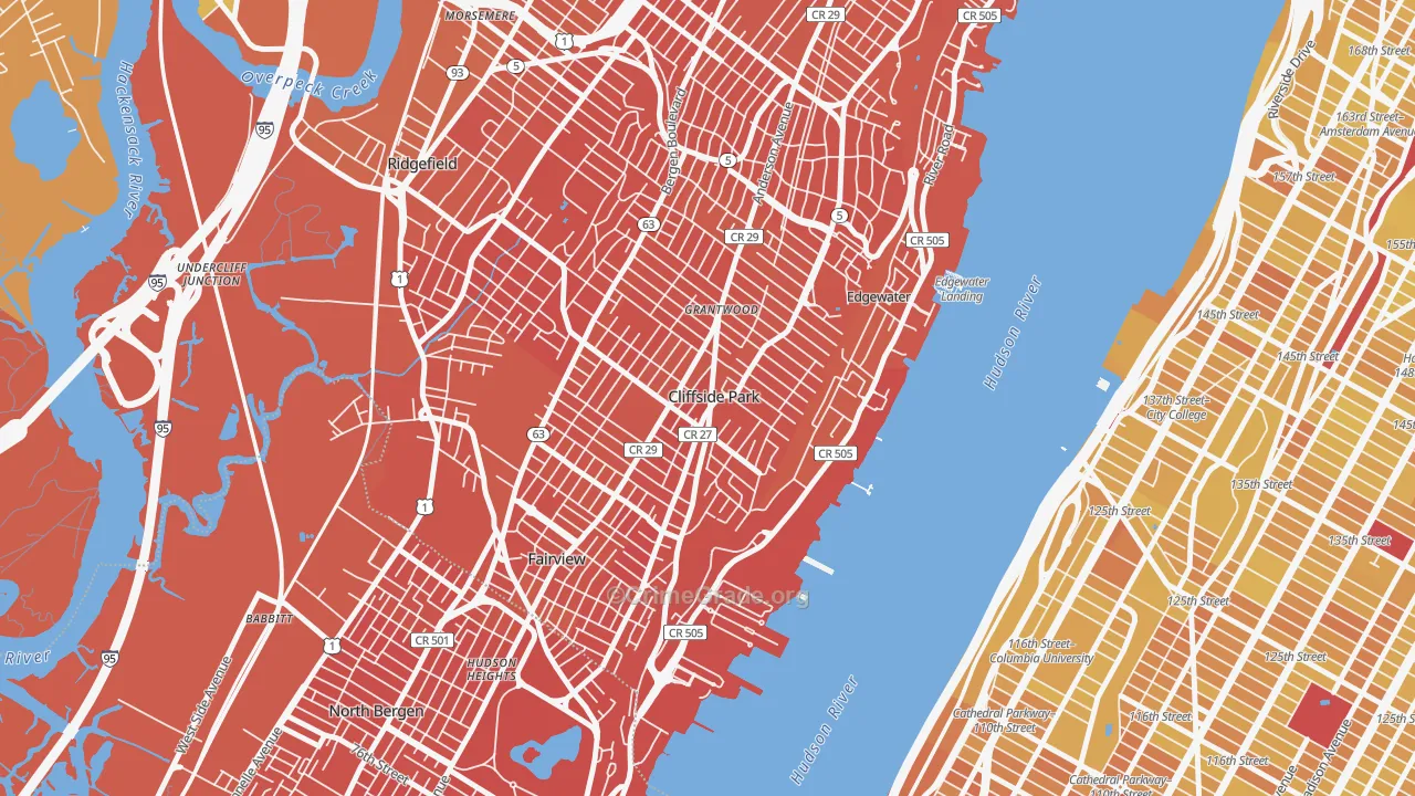 Cliffside Park, NJ Map of Vandalism Rates