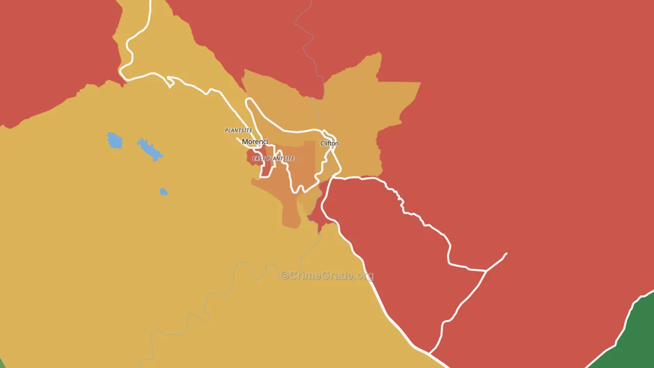 Clifton, AZ Map of Vandalism Rates