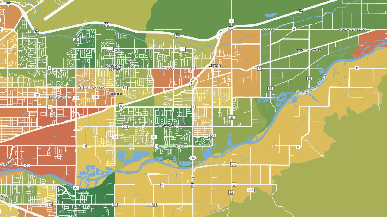 Clifton, CO Map of Vandalism Rates