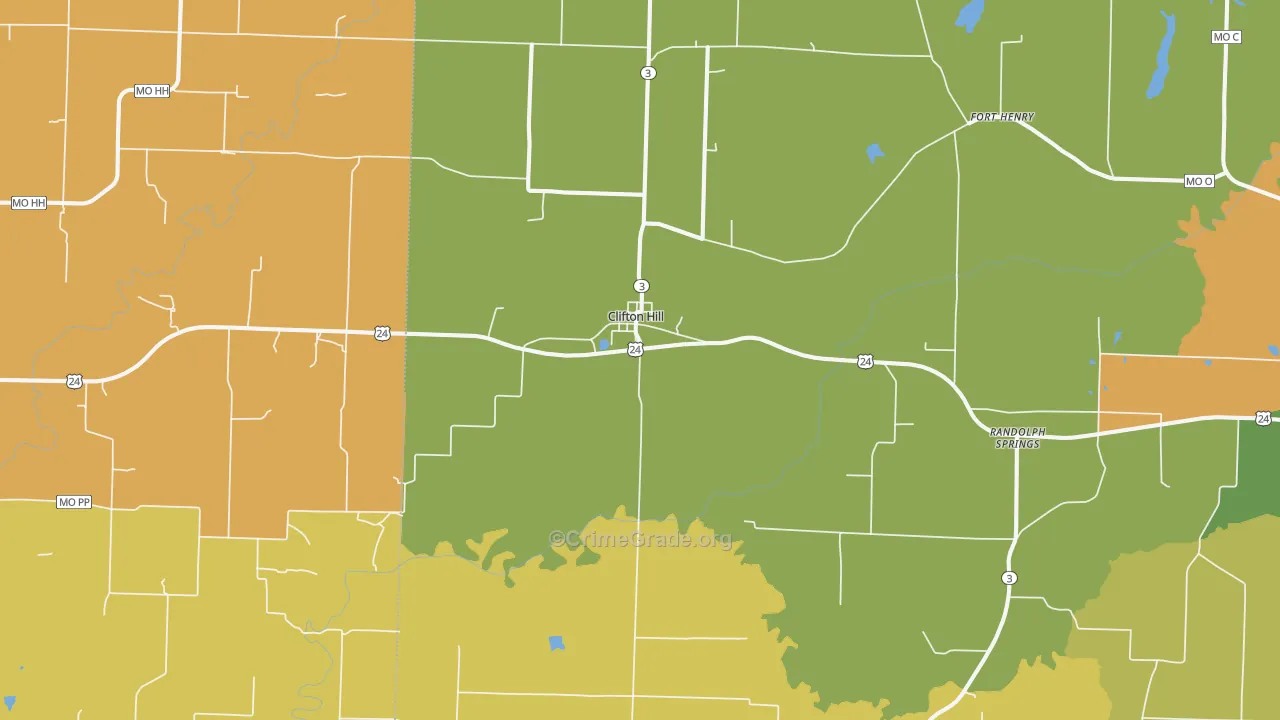 Clifton Hill, MO Map of Vandalism Rates