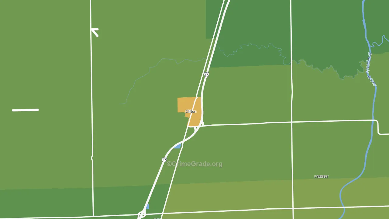 Clifton, IL Map of Vandalism Rates
