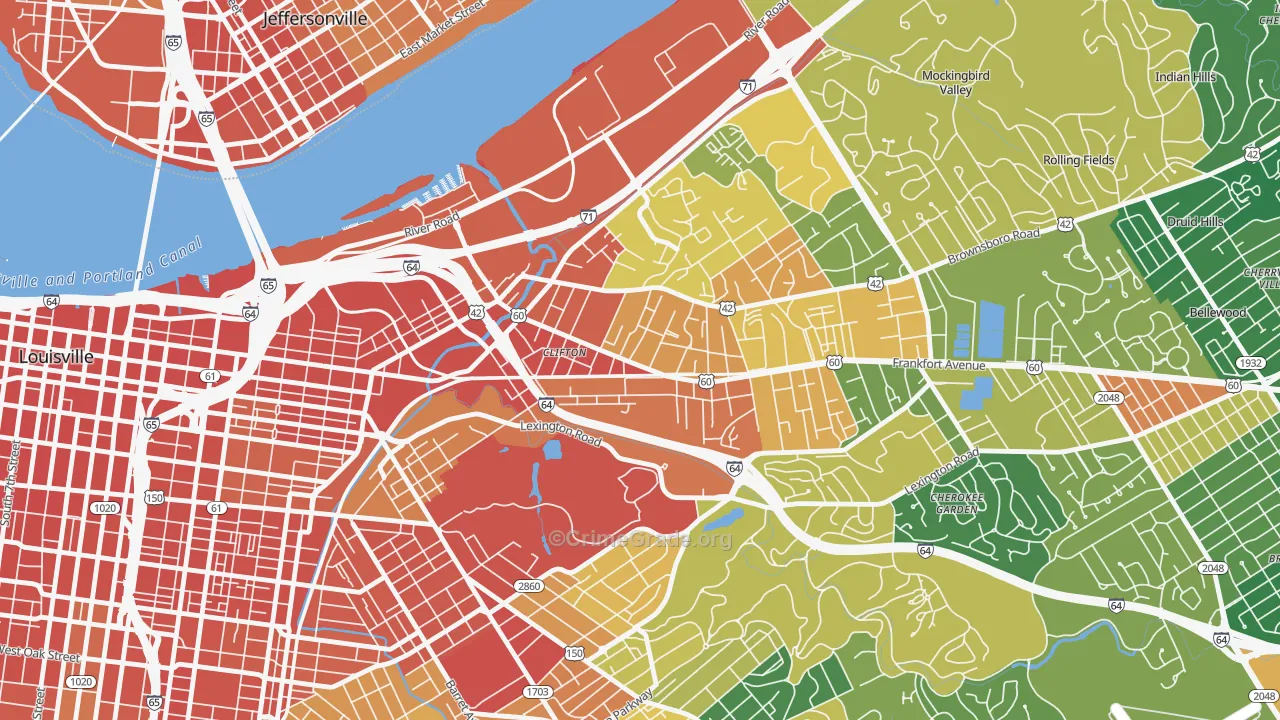 Clifton, Louisville, KY Map of Vandalism Rates