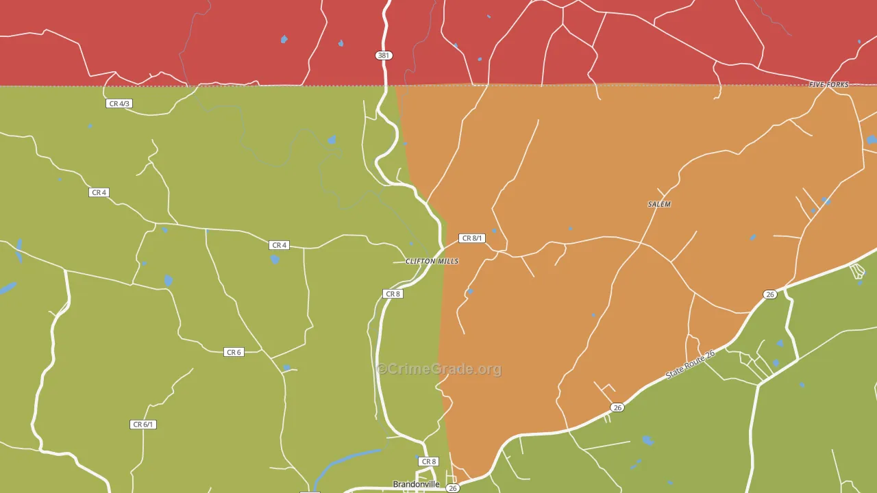 Clifton Mills, WV Map of Vandalism Rates