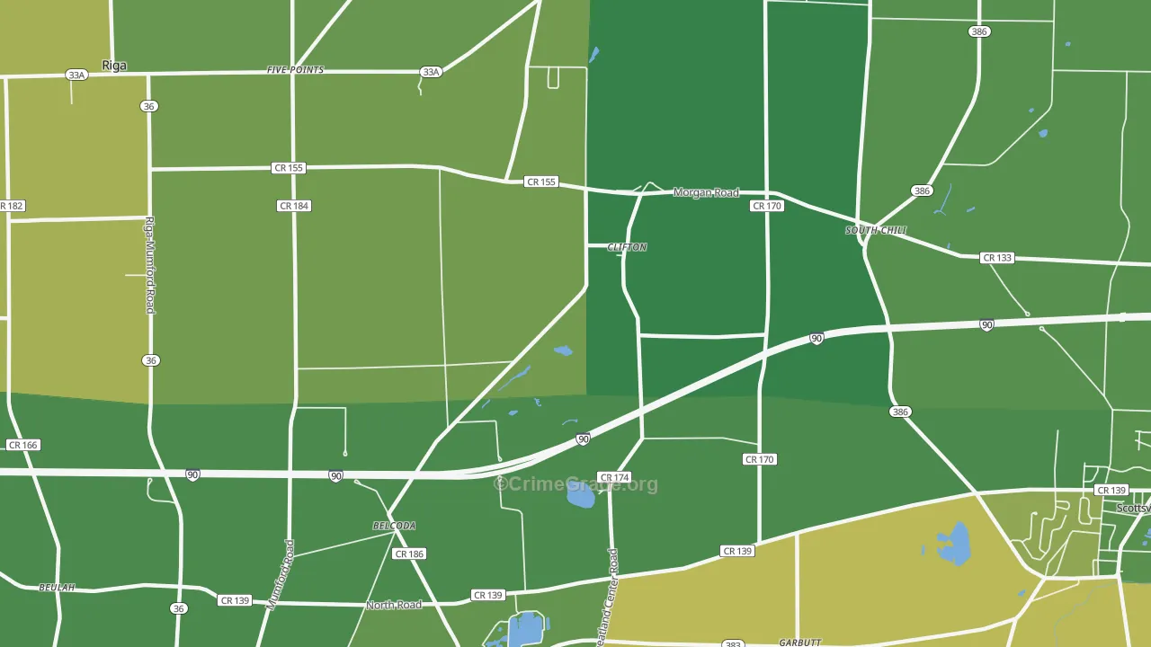 Clifton, NY Map of Vandalism Rates