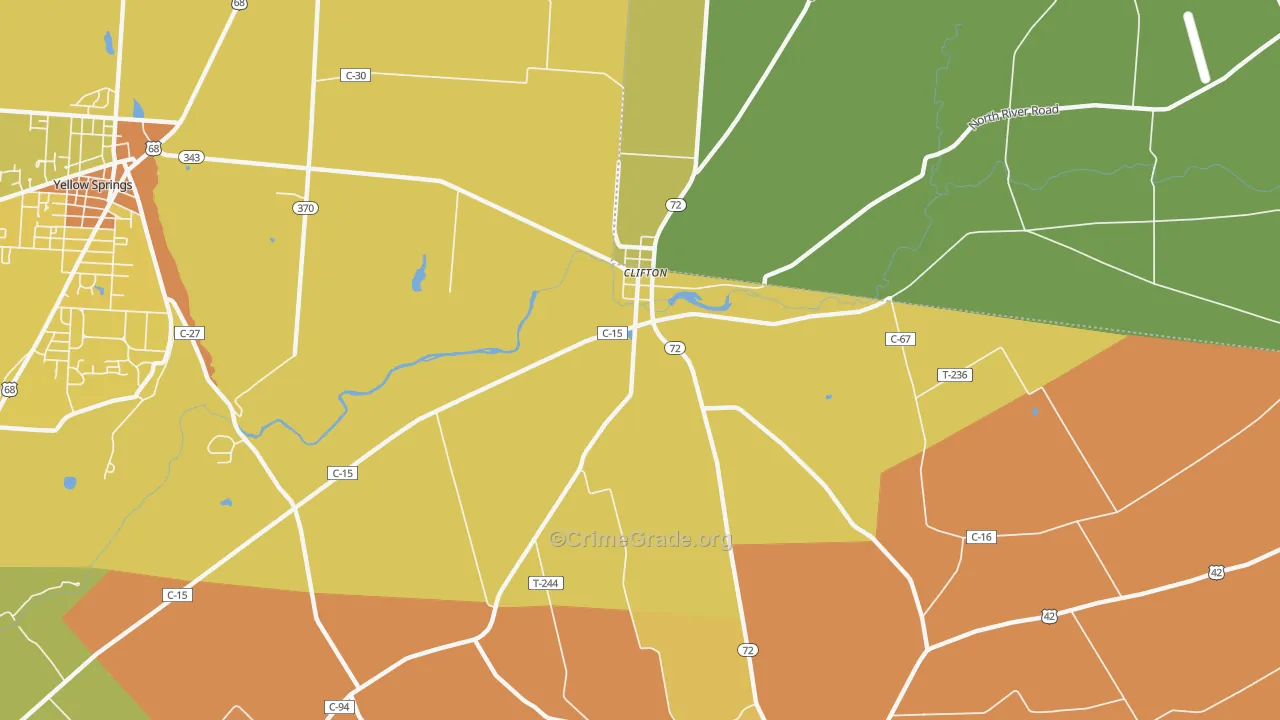 Clifton, OH Map of Vandalism Rates