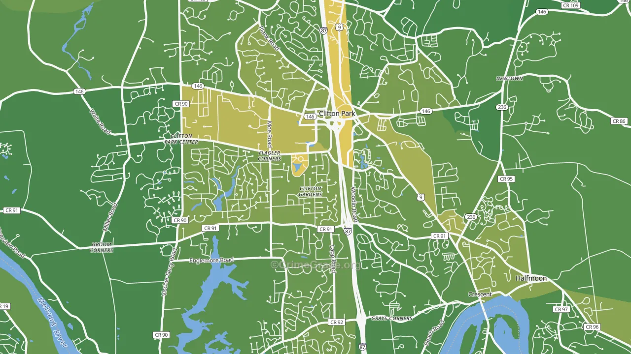 Clifton Park, NY Map of Vandalism Rates