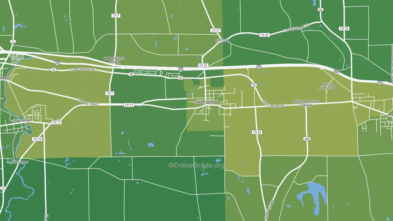 Clifton Springs, NY Map of Vandalism Rates