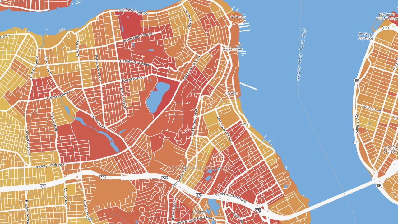 Clifton, Staten Island, NY Map of Vandalism Rates