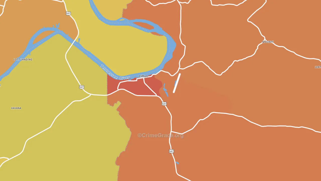 Clifton, TN Map of Vandalism Rates
