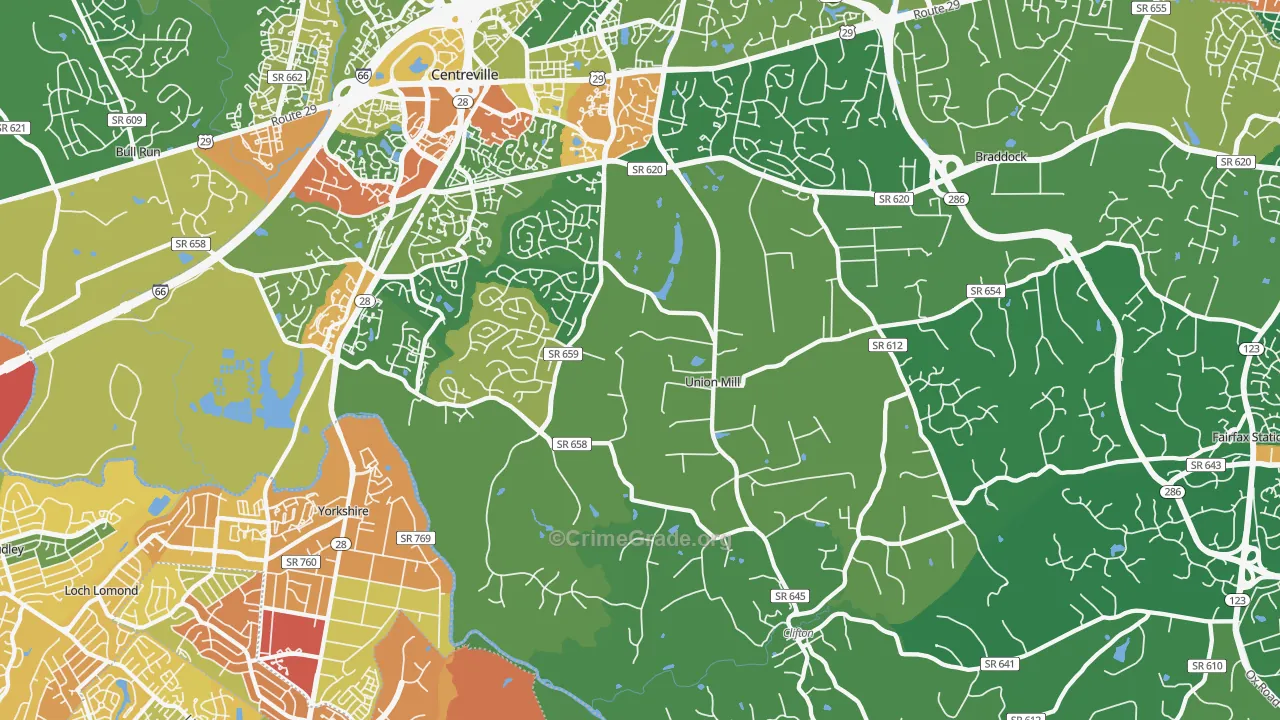 Clifton, VA Map of Vandalism Rates