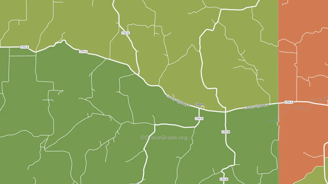 Clifton, WI Map of Vandalism Rates