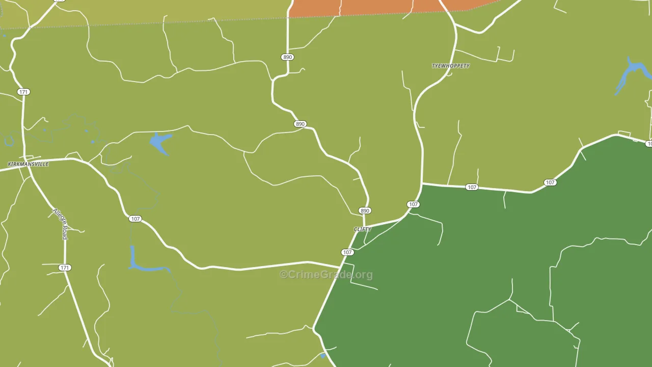 Clifty, KY Map of Vandalism Rates