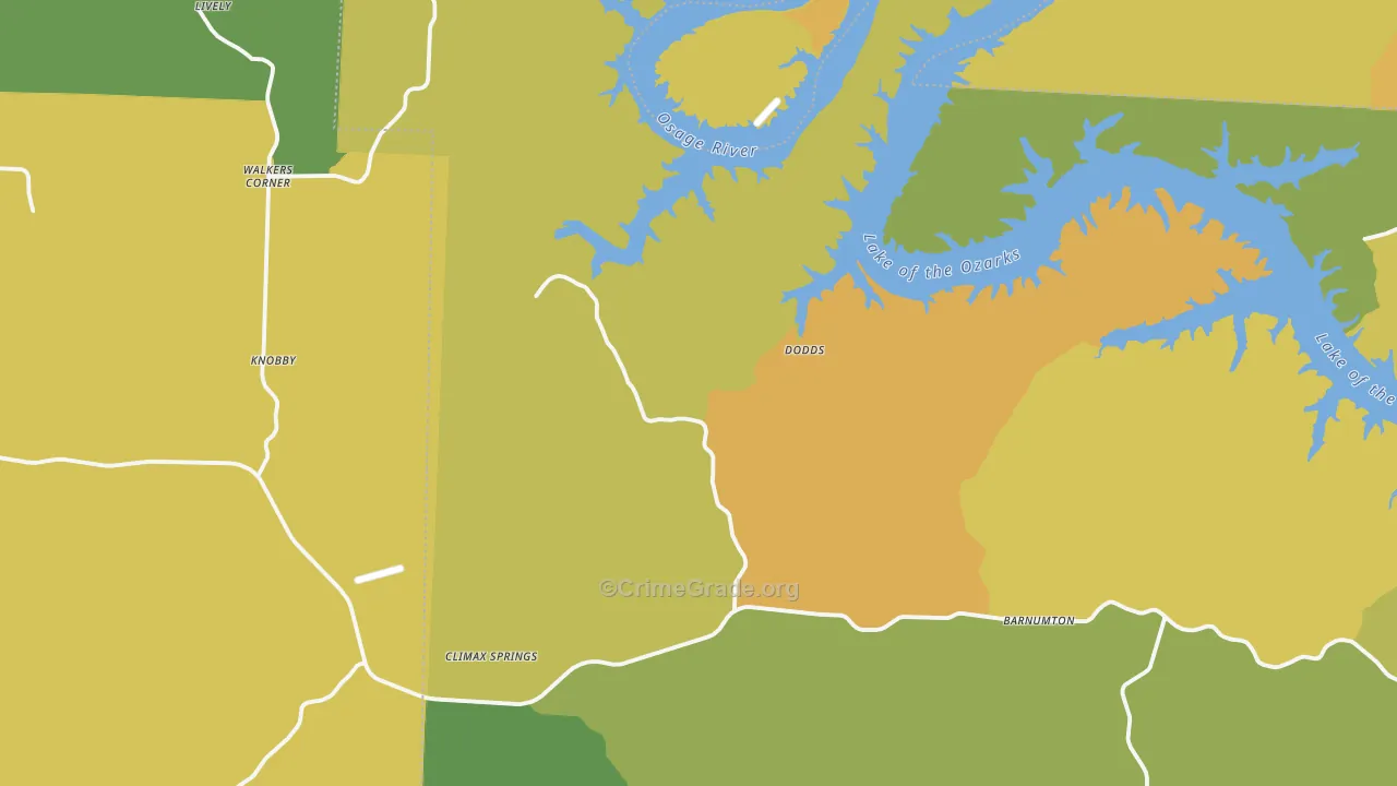 Climax Springs, MO Map of Vandalism Rates