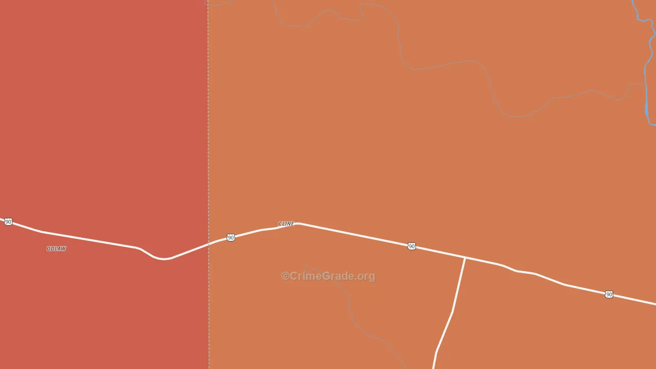 Cline, TX Map of Vandalism Rates