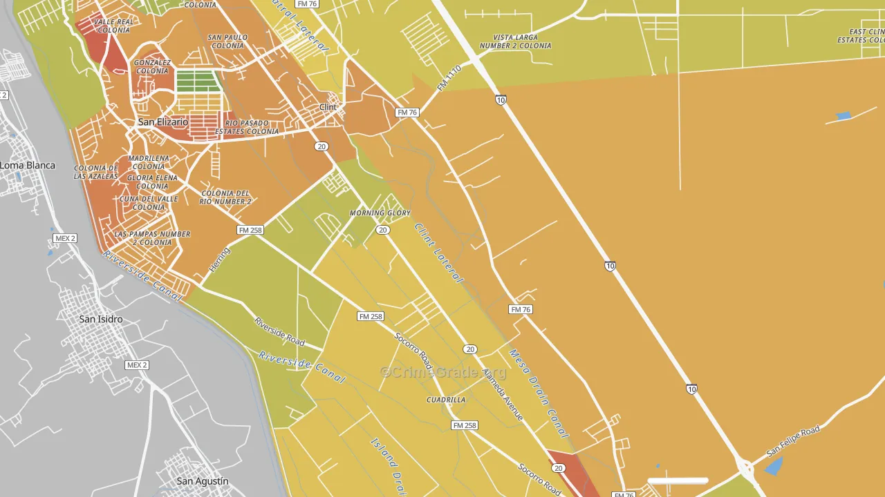 Clint, TX Map of Vandalism Rates