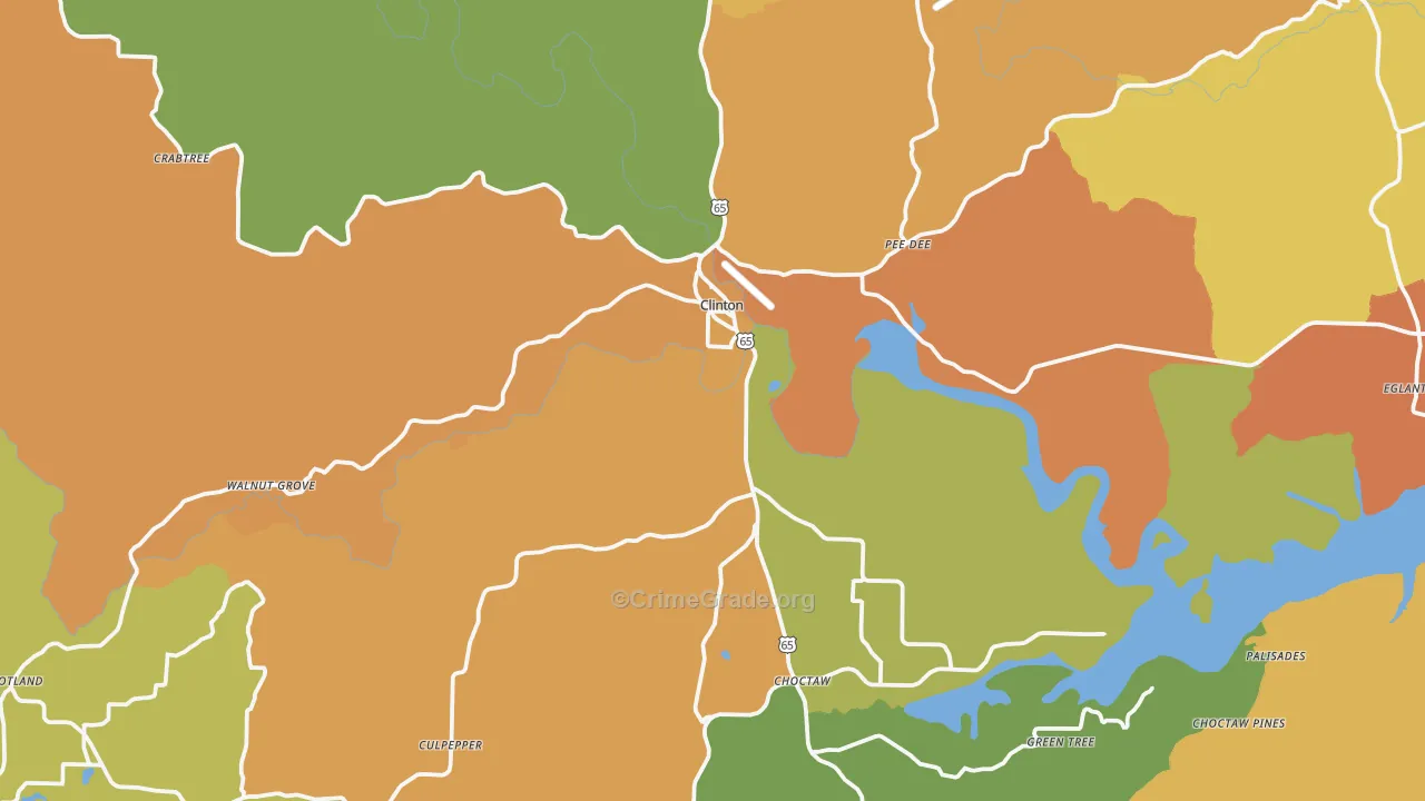 Clinton, AR Map of Vandalism Rates