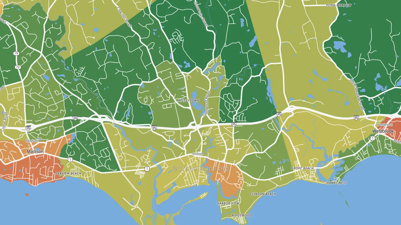 Clinton, CT Map of Vandalism Rates