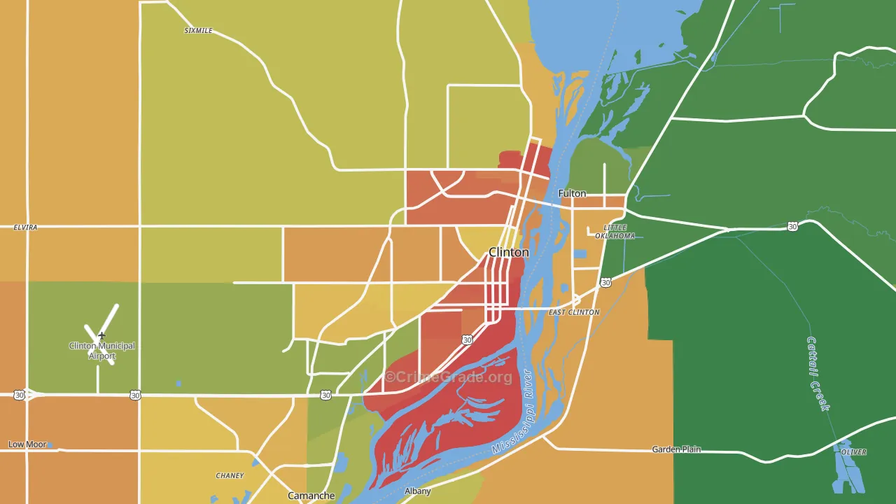 Clinton, IA Map of Vandalism Rates