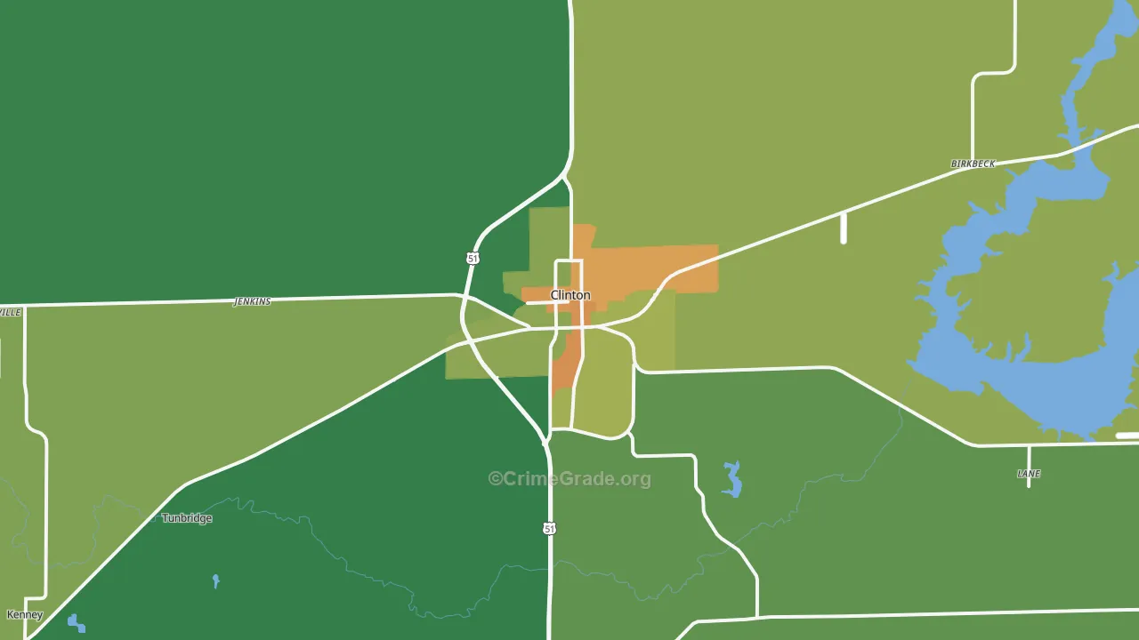 Clinton, IL Map of Vandalism Rates
