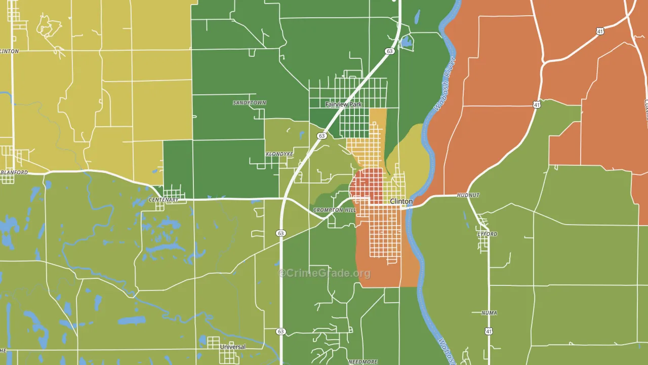Clinton, IN Map of Vandalism Rates